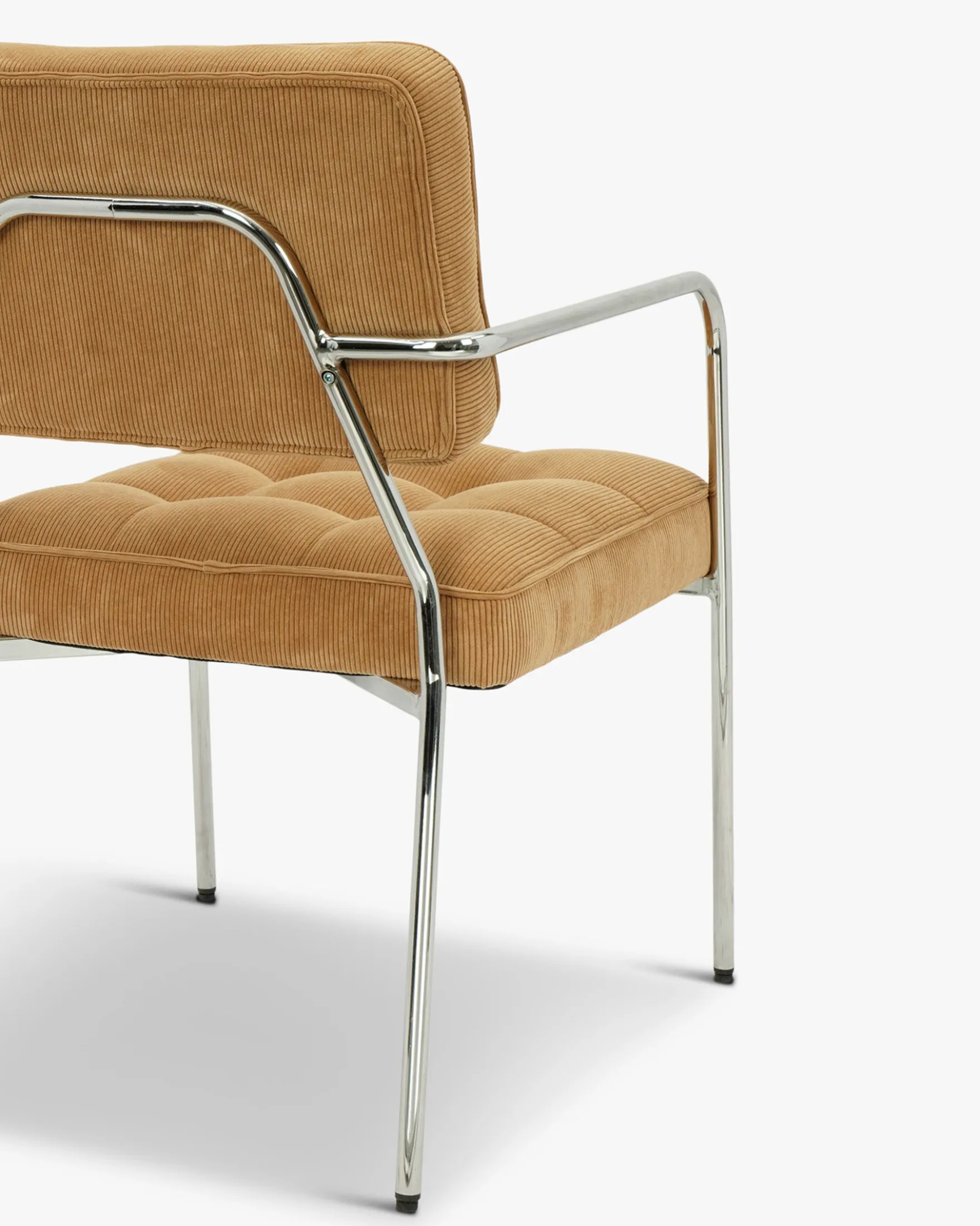 Chaise, Velours orange abricot & Métal chromé Orea