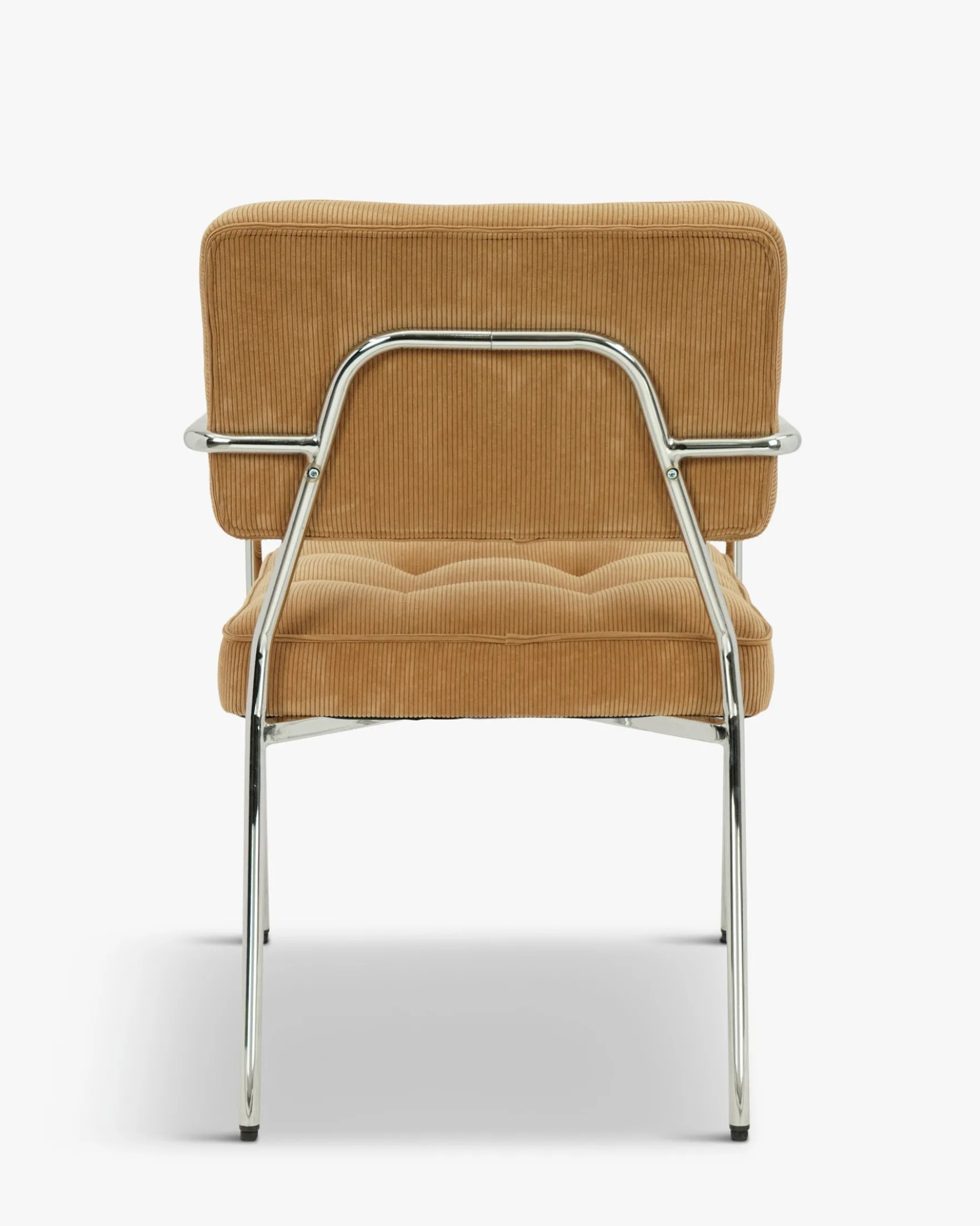 Chaise, Velours orange abricot & Métal chromé Orea