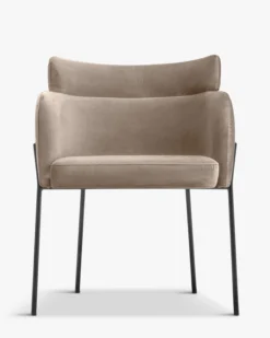 Chaise, Velours taupe & métal noir Baron