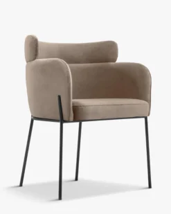 Chaise, Velours taupe & métal noir Baron
