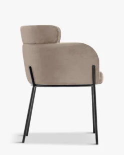 Chaise, Velours taupe & métal noir Baron