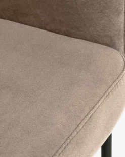Chaise, Velours taupe & métal noir Baron