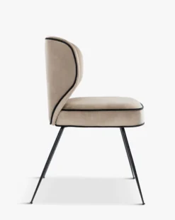 Chaise, Velours taupe & métal noir Wayne