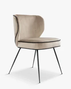 Chaise, Velours taupe & métal noir Wayne
