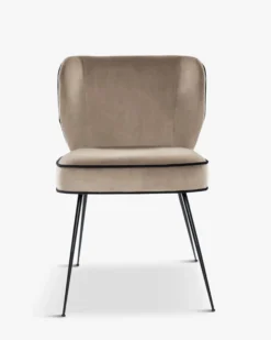 Chaise, Velours taupe & métal noir Wayne