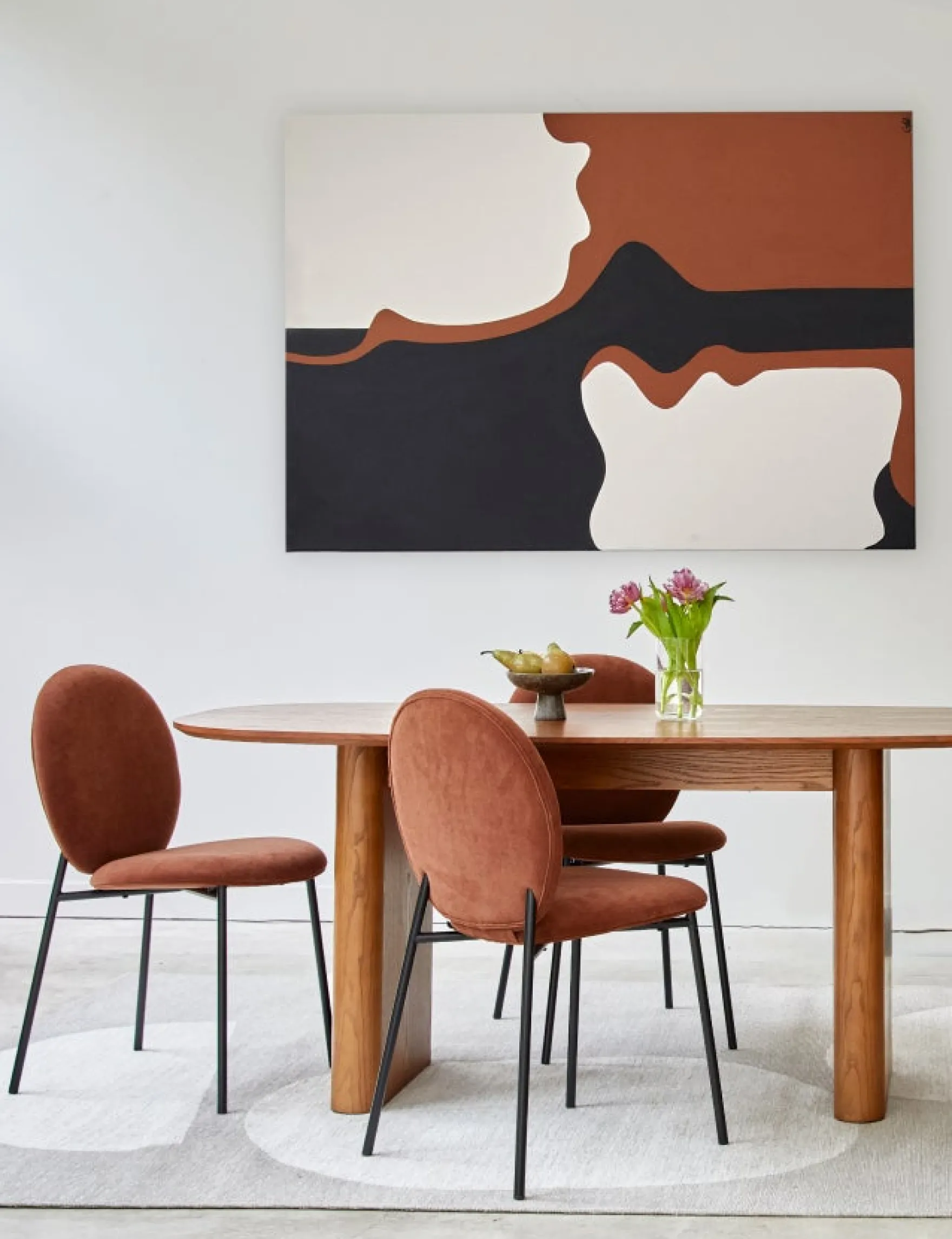 Chaise, Velours terra di mattone & métal noir Blaze