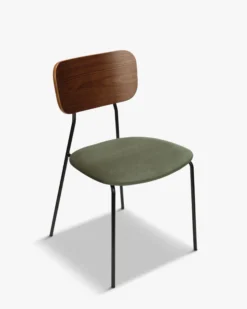 Chaise, Velours vert bouteille, bois noyer & métal noir Eero