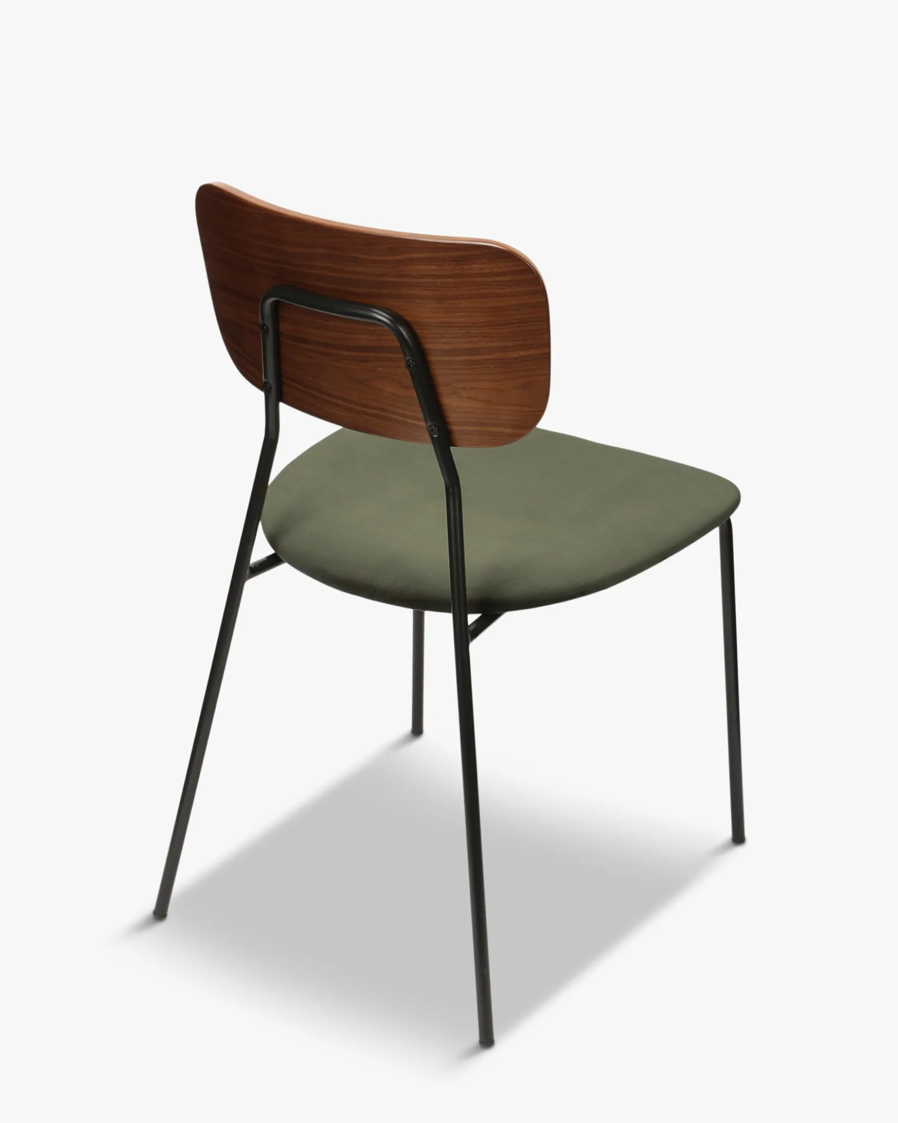 Chaise, Velours vert bouteille, bois noyer & métal noir Eero
