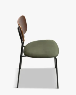 Chaise, Velours vert bouteille, bois noyer & métal noir Eero