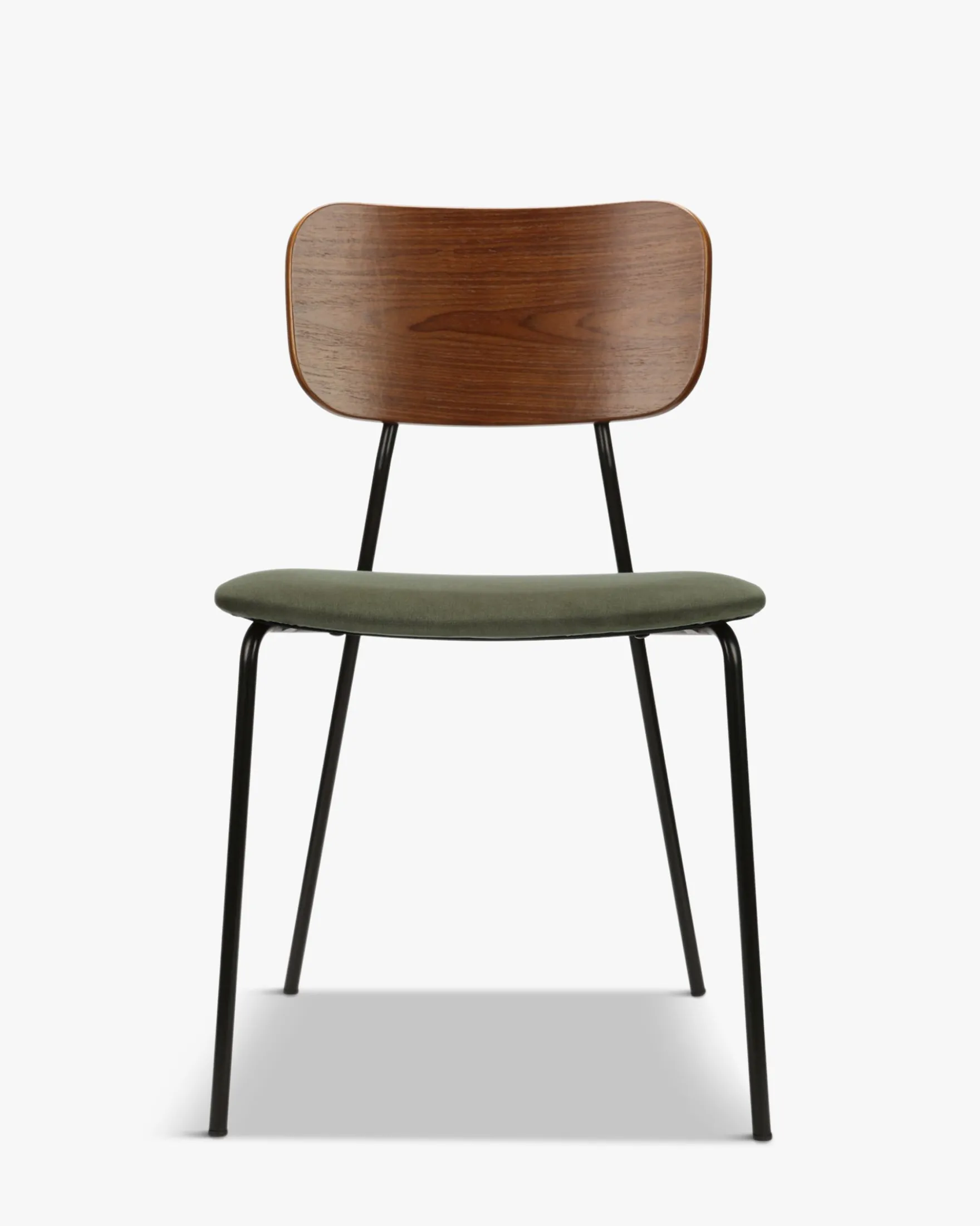 Chaise, Velours vert bouteille, bois noyer & métal noir Eero