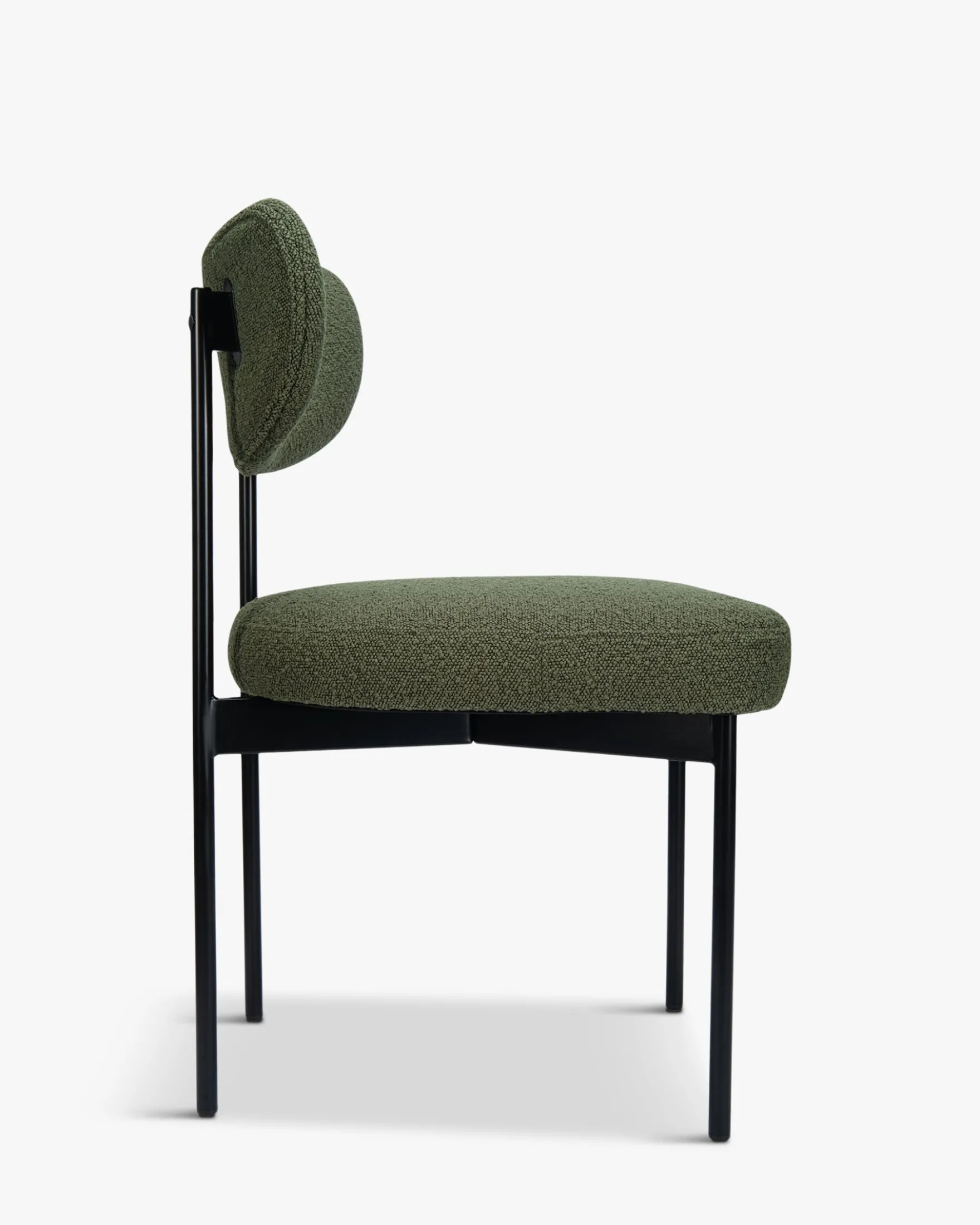 Chaise, Vert kaki bouclé & métal noir Jasper