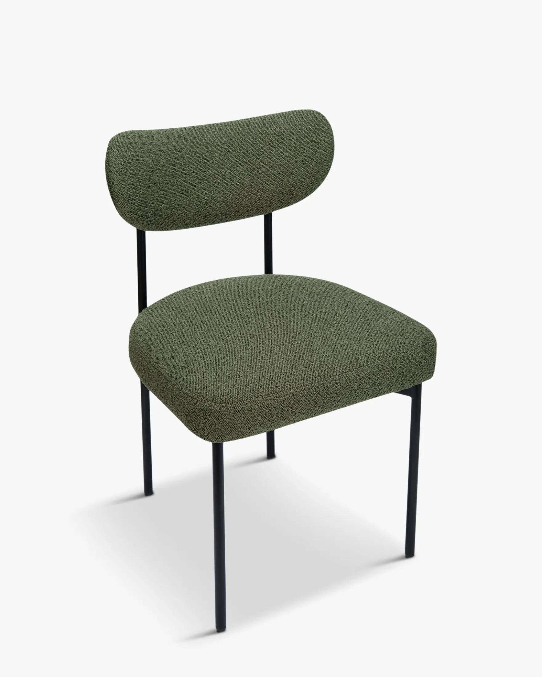 Chaise, Vert kaki bouclé & métal noir Jasper