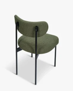 Chaise, Vert kaki bouclé & métal noir Jasper