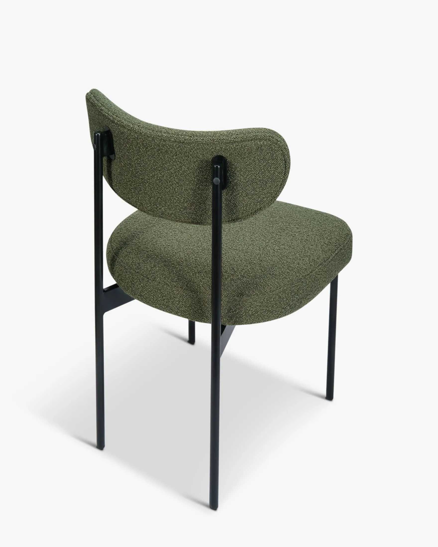 Chaise, Vert kaki bouclé & métal noir Jasper