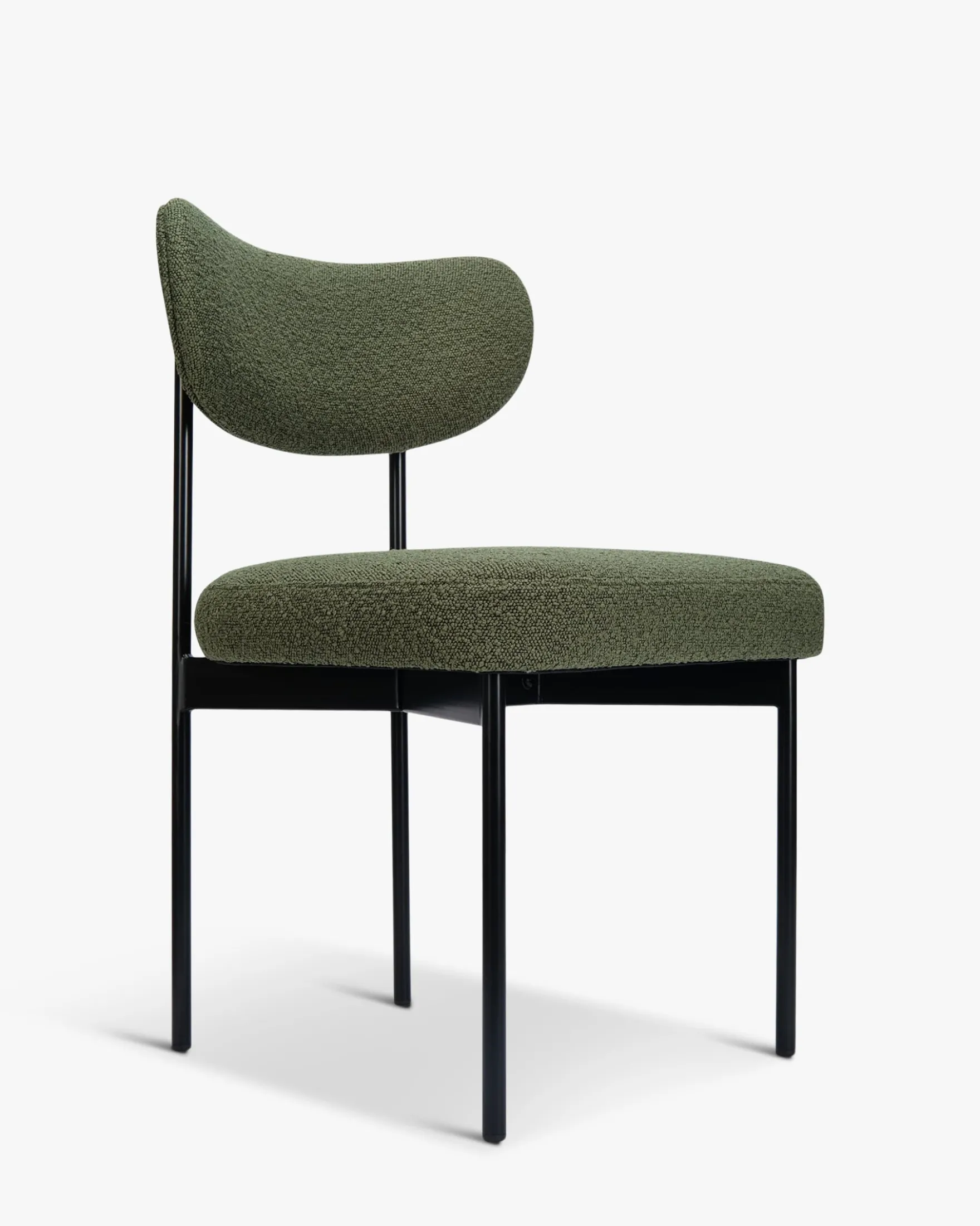 Chaise, Vert kaki bouclé & métal noir Jasper