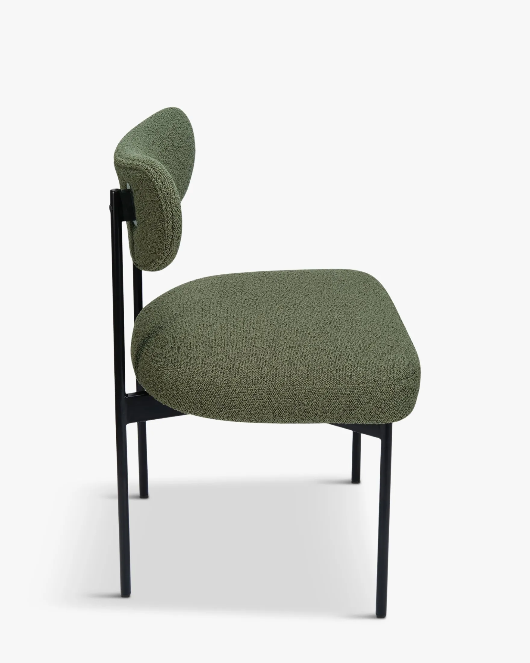 Chaise, Vert kaki bouclé & métal noir Jasper