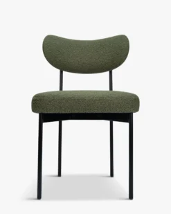 Chaise, Vert kaki bouclé & métal noir Jasper