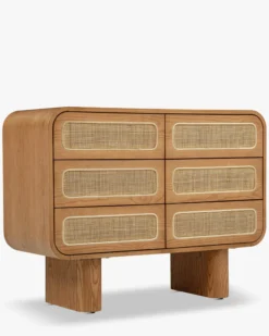 Commode, Cannage naturel & bois blond, L100 Oxford