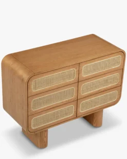 Commode, Cannage naturel & bois blond, L100 Oxford
