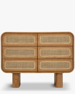 Commode, Cannage naturel & bois blond, L100 Oxford