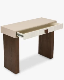 Console, Bois beige & Bois teinte noyer, L100 Archi