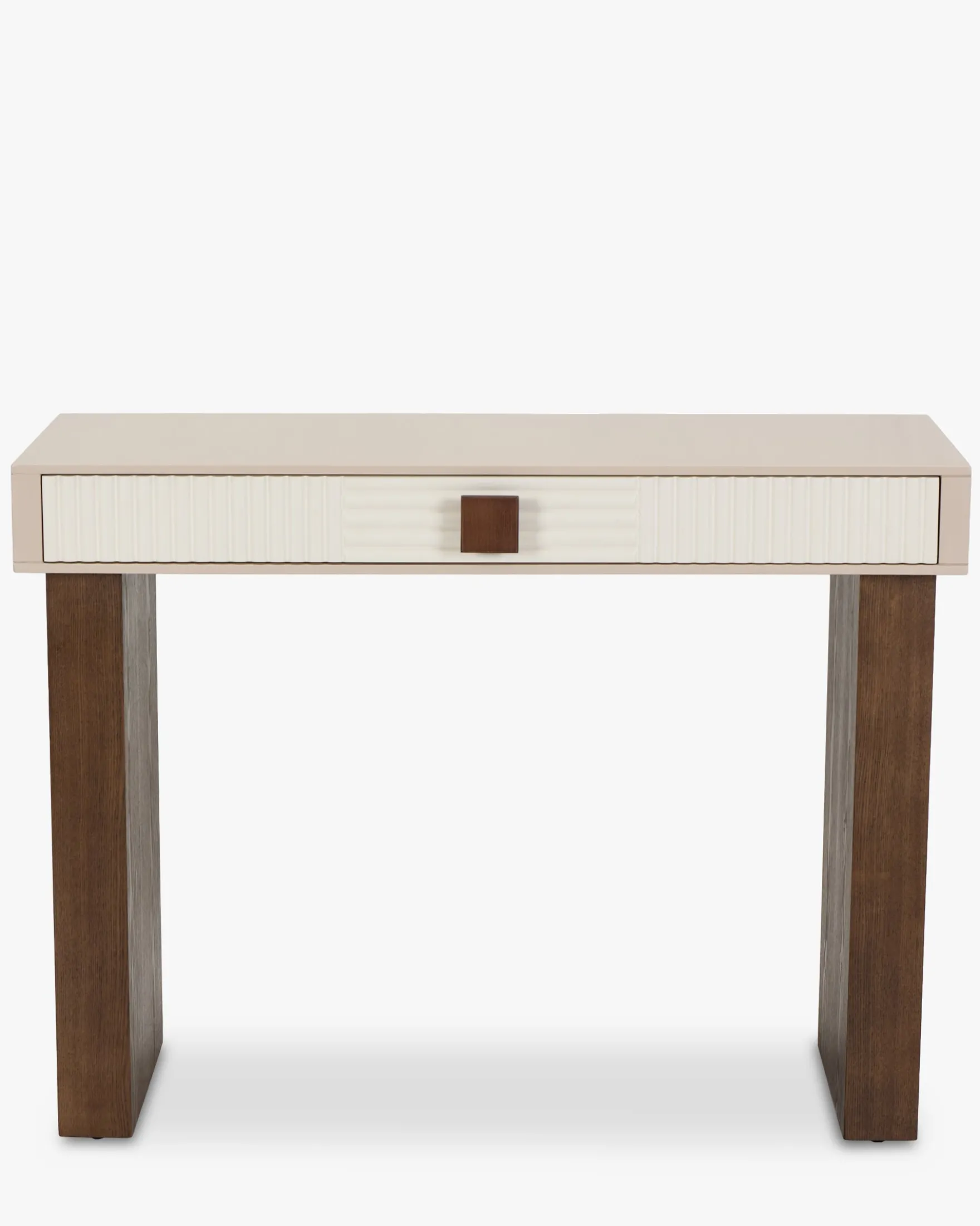Console, Bois beige & Bois teinte noyer, L100 Archi