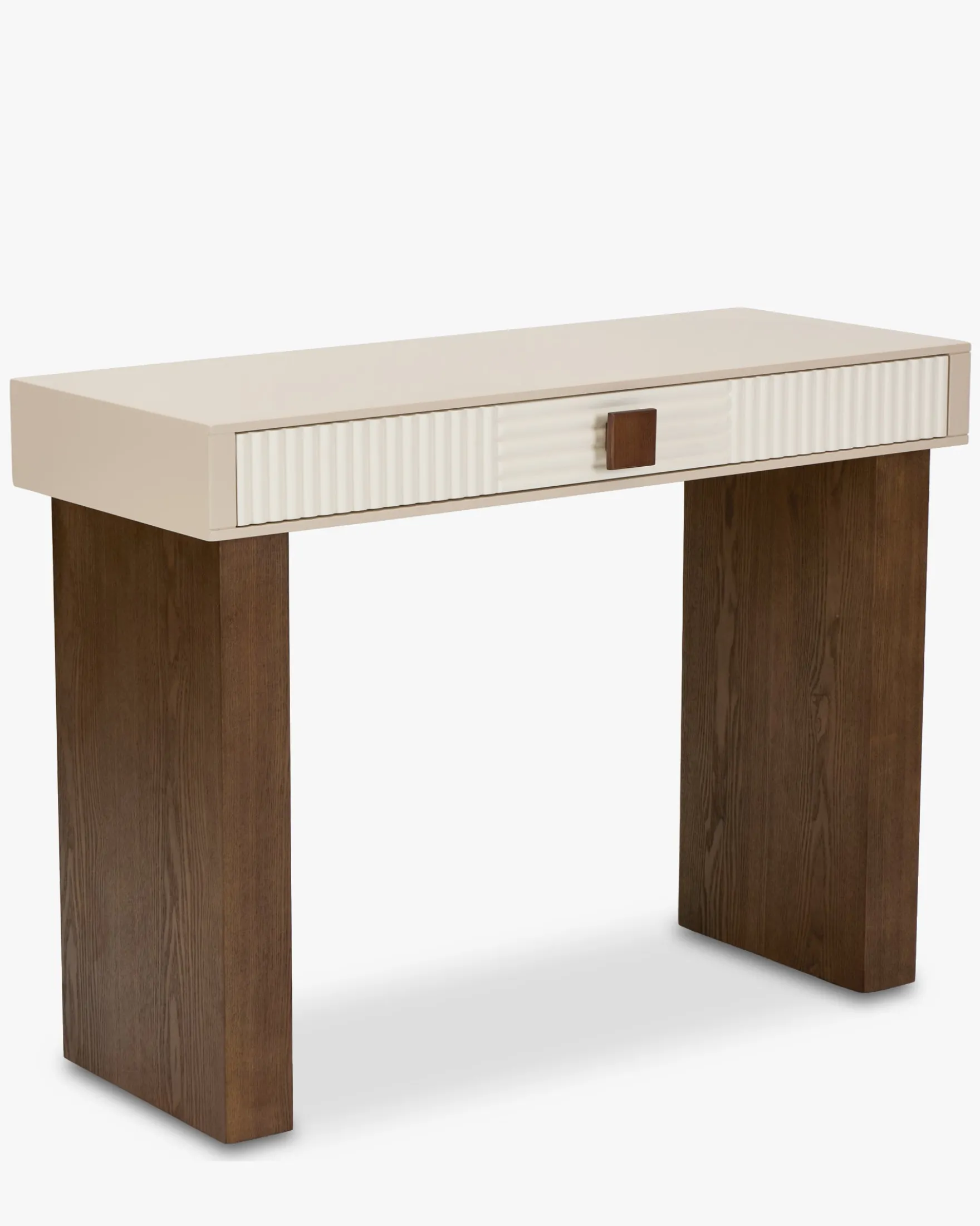 Console, Bois beige & Bois teinte noyer, L100 Archi