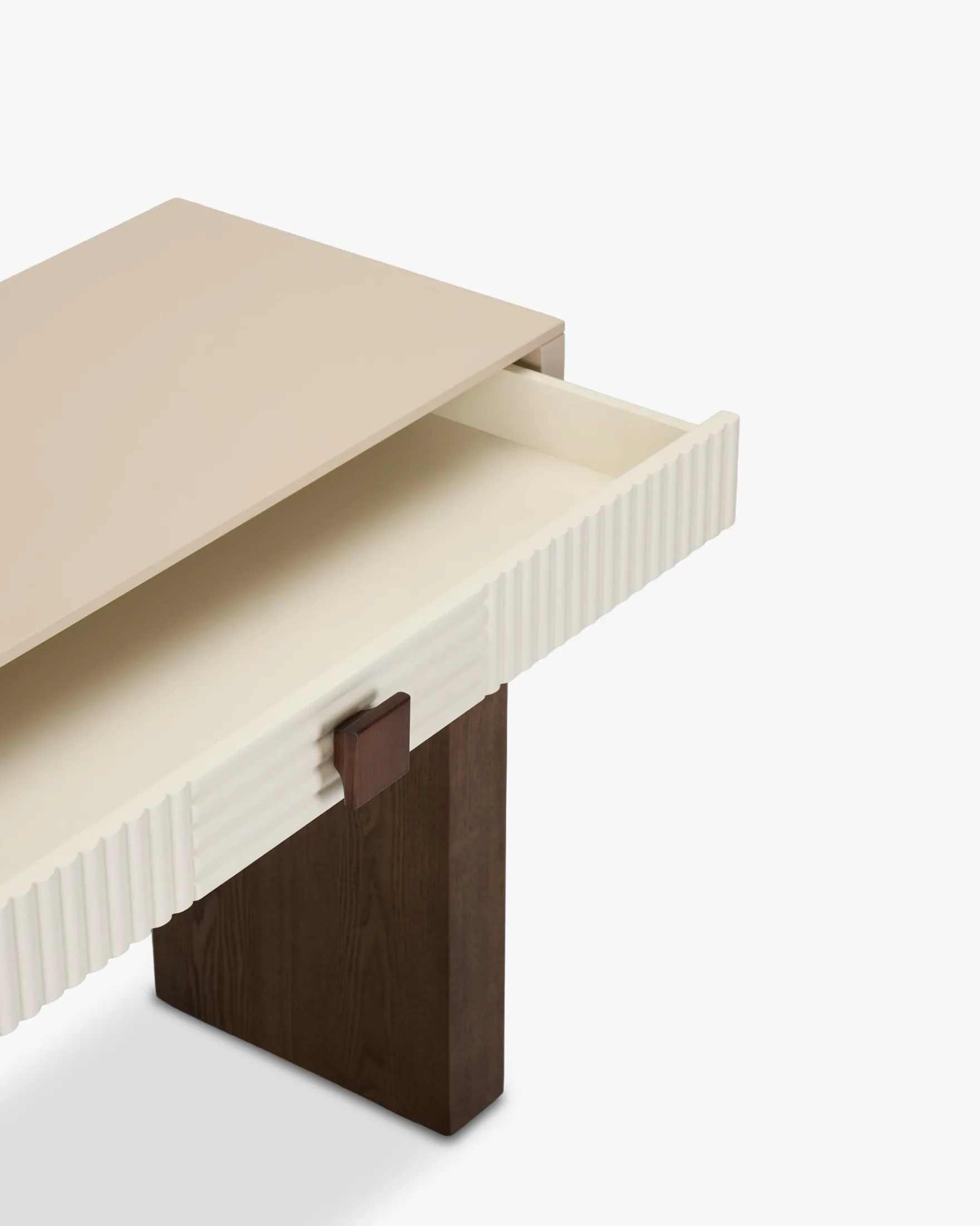 Console, Bois beige & Bois teinte noyer, L100 Archi