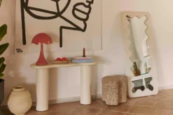 Console, Bois beige lin, L120 Onda