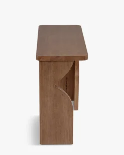Console, Bois massif d'hévéa teinte noyer, L100 Kayla