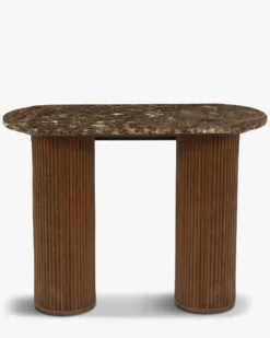 Console, Marbre Dark Emperador & Bois teinté noyer, L100 Oviedo