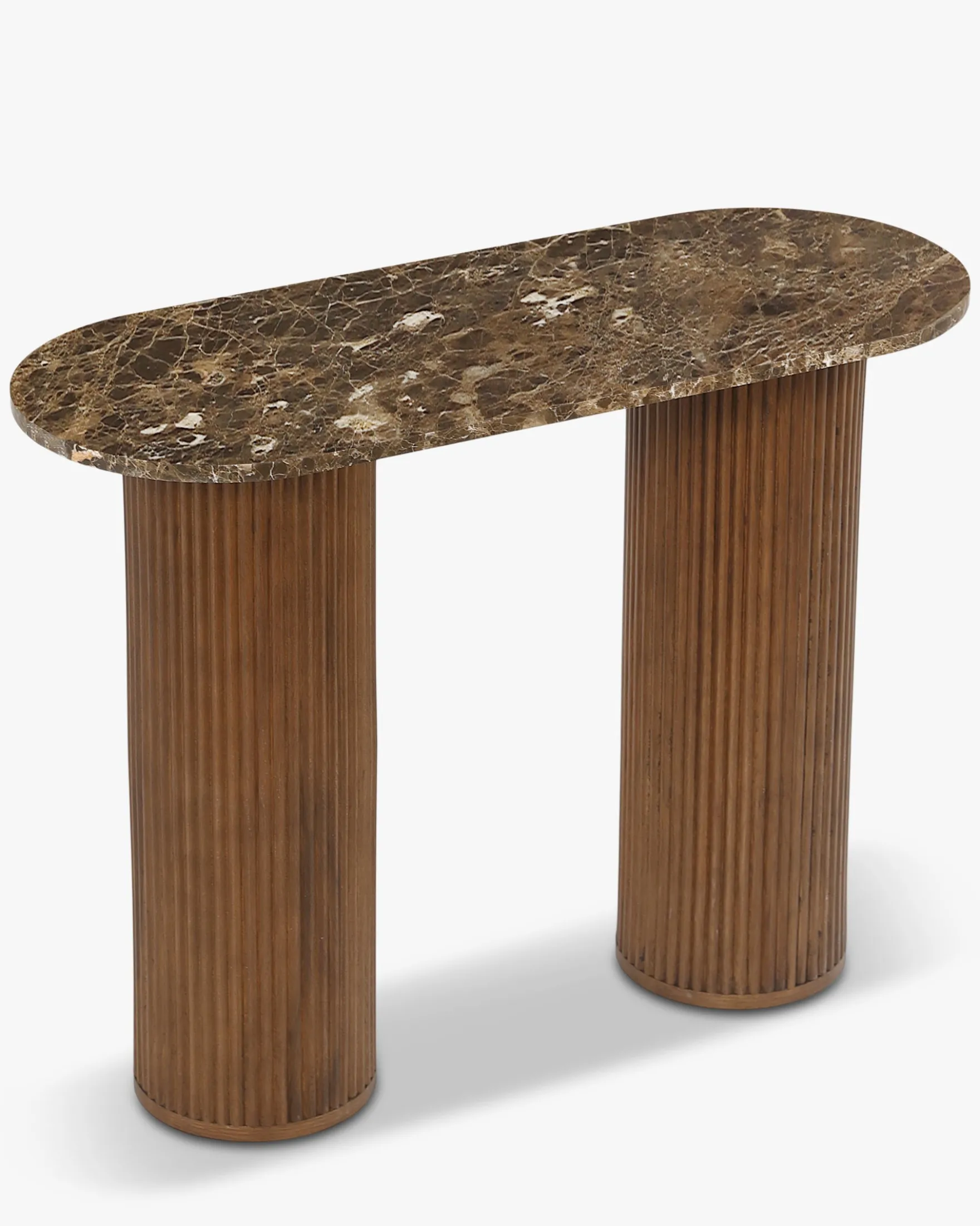 Console, Marbre Dark Emperador & Bois teinté noyer, L100 Oviedo