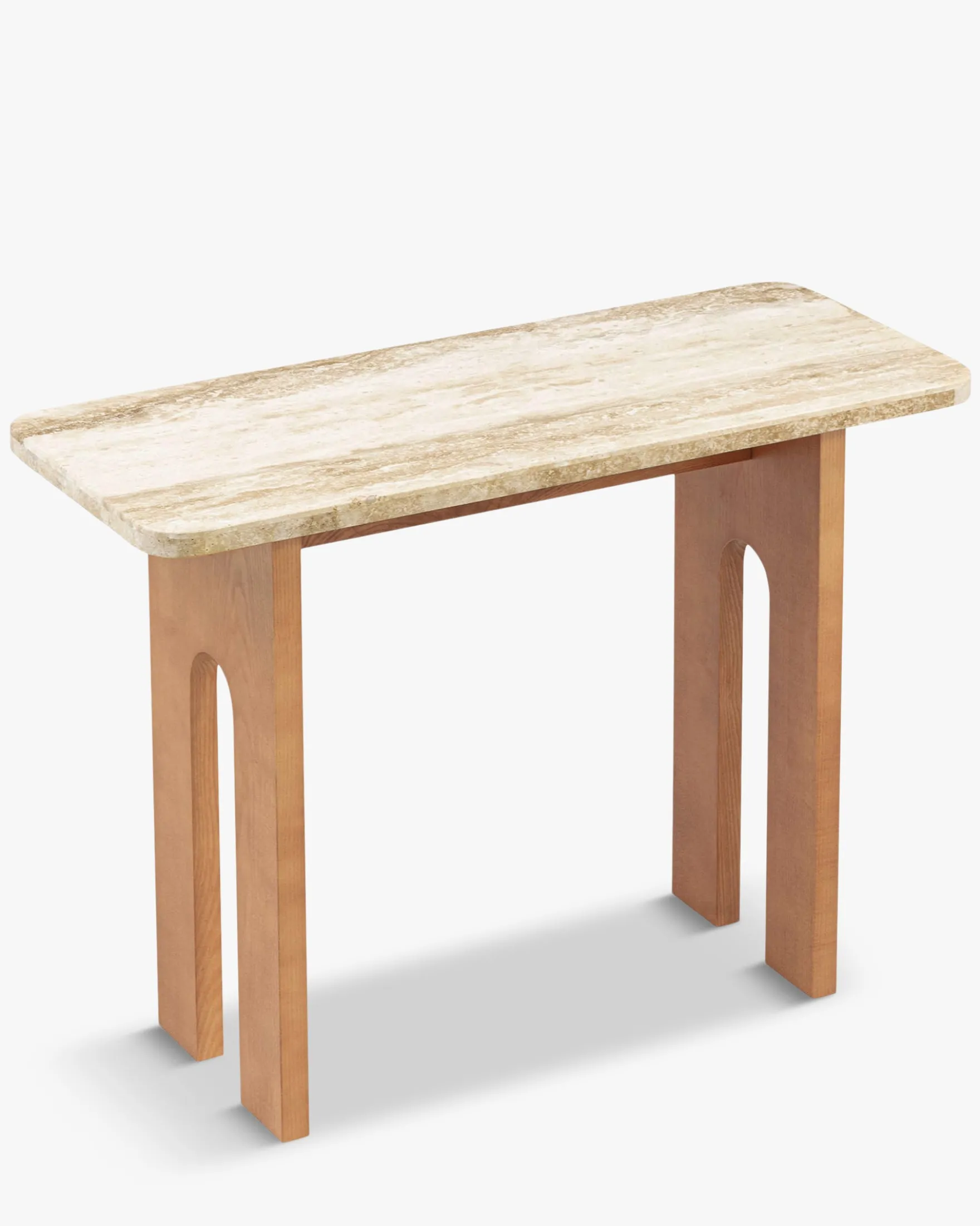 Console, Travertin & bois blond, L100 Danbury