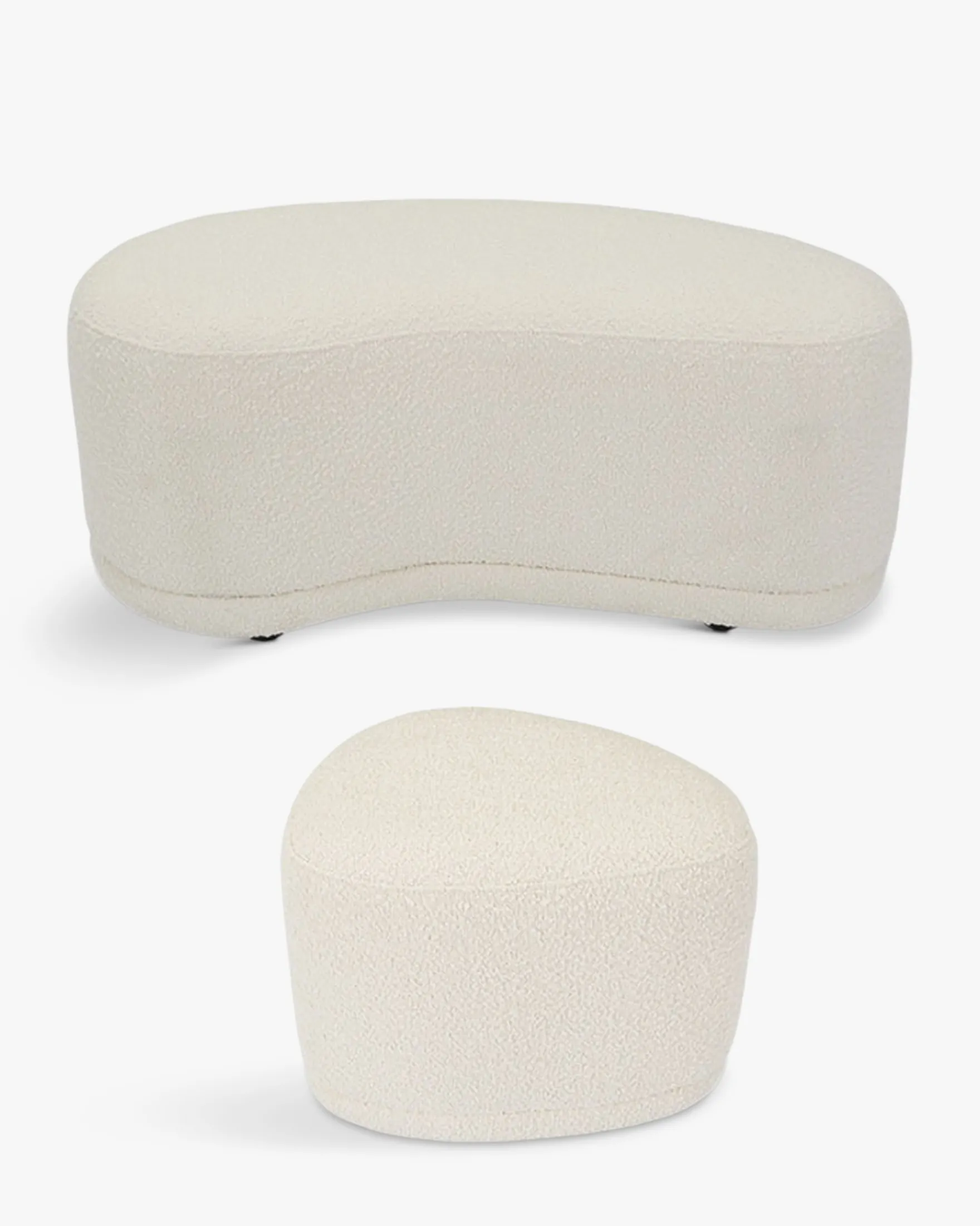 Ensemble banc + pouf, Ecru bouclé Enzo