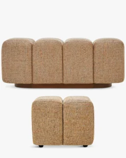 Ensemble banc + pouf, Tweed jaune Miami Jollin, Nami
