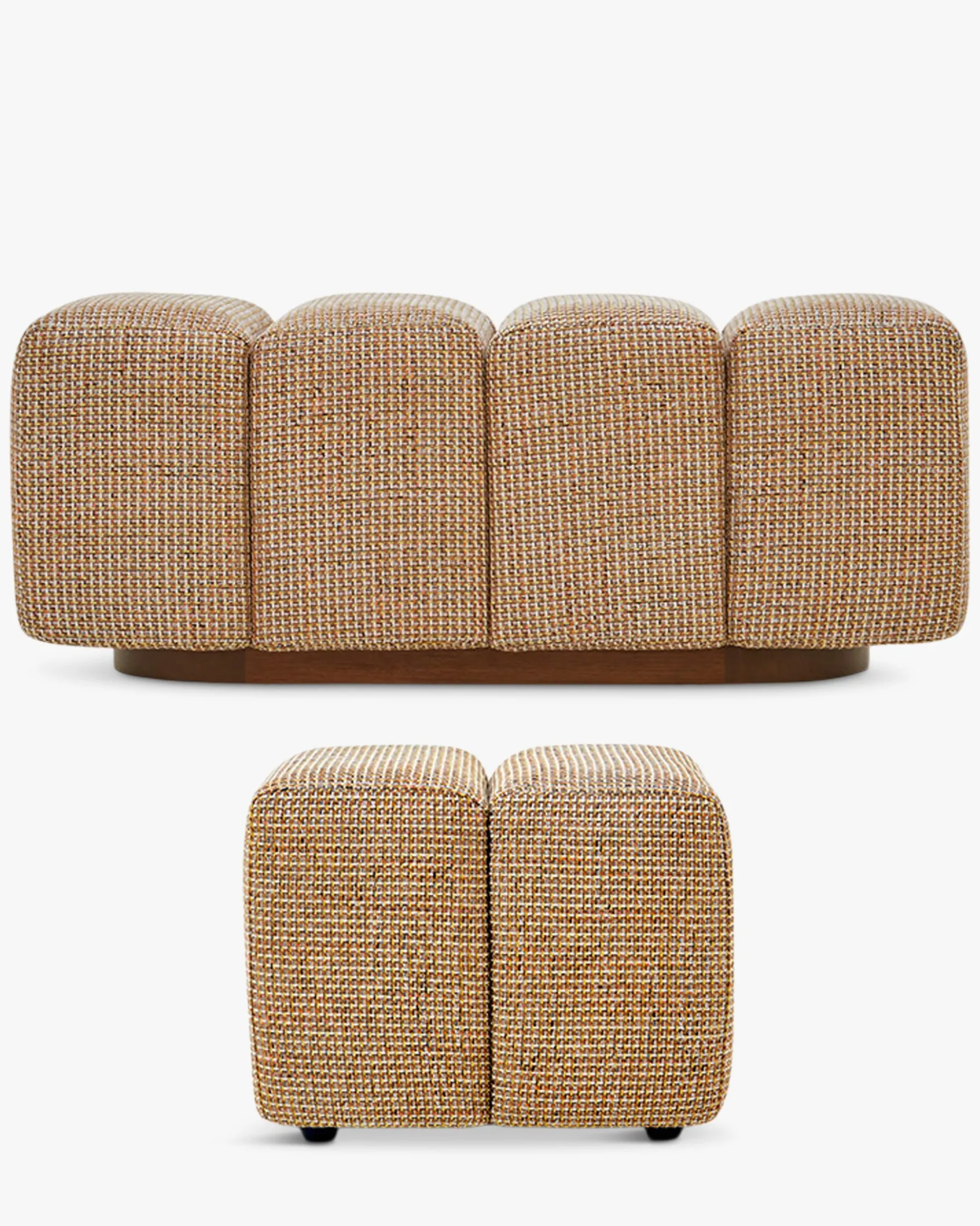 Ensemble banc + pouf, Tweed jaune Miami Jollin, Nami