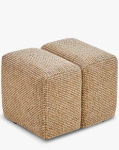 Ensemble banc + pouf, Tweed jaune Miami Jollin, Nami