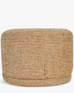 Ensemble banc + pouf, Tweed jaune Miami Enzo
