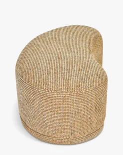 Ensemble banc + pouf, Tweed jaune Miami Enzo