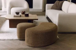 Ensemble banc + pouf, Tweed jaune Miami Enzo