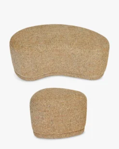 Ensemble banc + pouf, Tweed jaune Miami Enzo