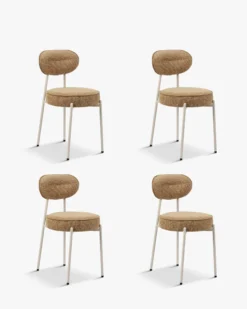 Ensemble de 4 chaises, Tweed chêne & fer beige Milo