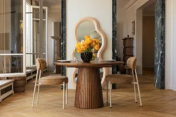 Ensemble de 4 chaises, Tweed chêne & fer beige Milo