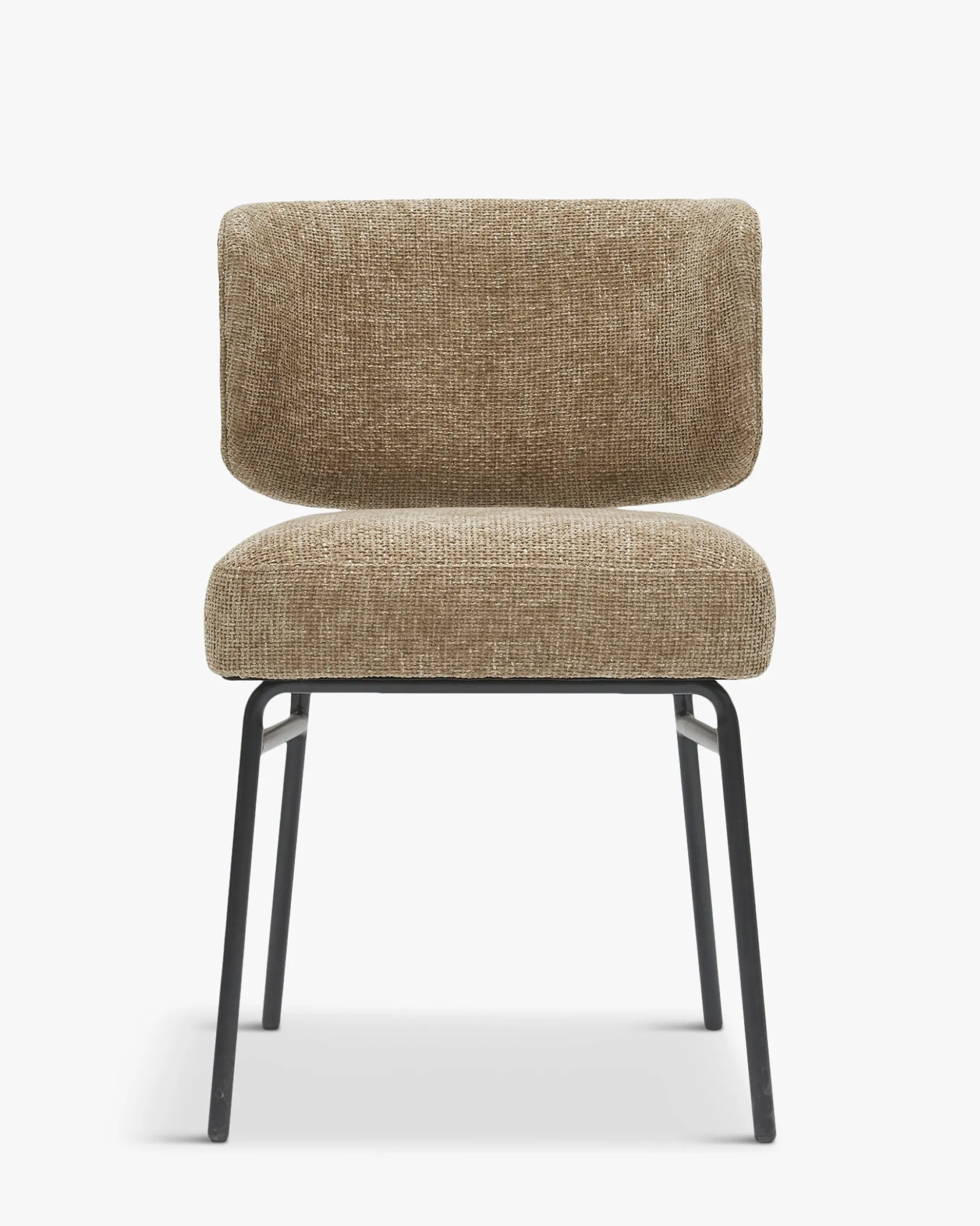 Ensemble de 6 chaises, Tweed taupe & métal noir Abby