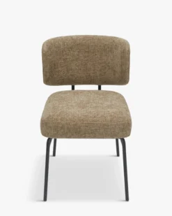 Ensemble de 6 chaises, Tweed taupe & métal noir Abby