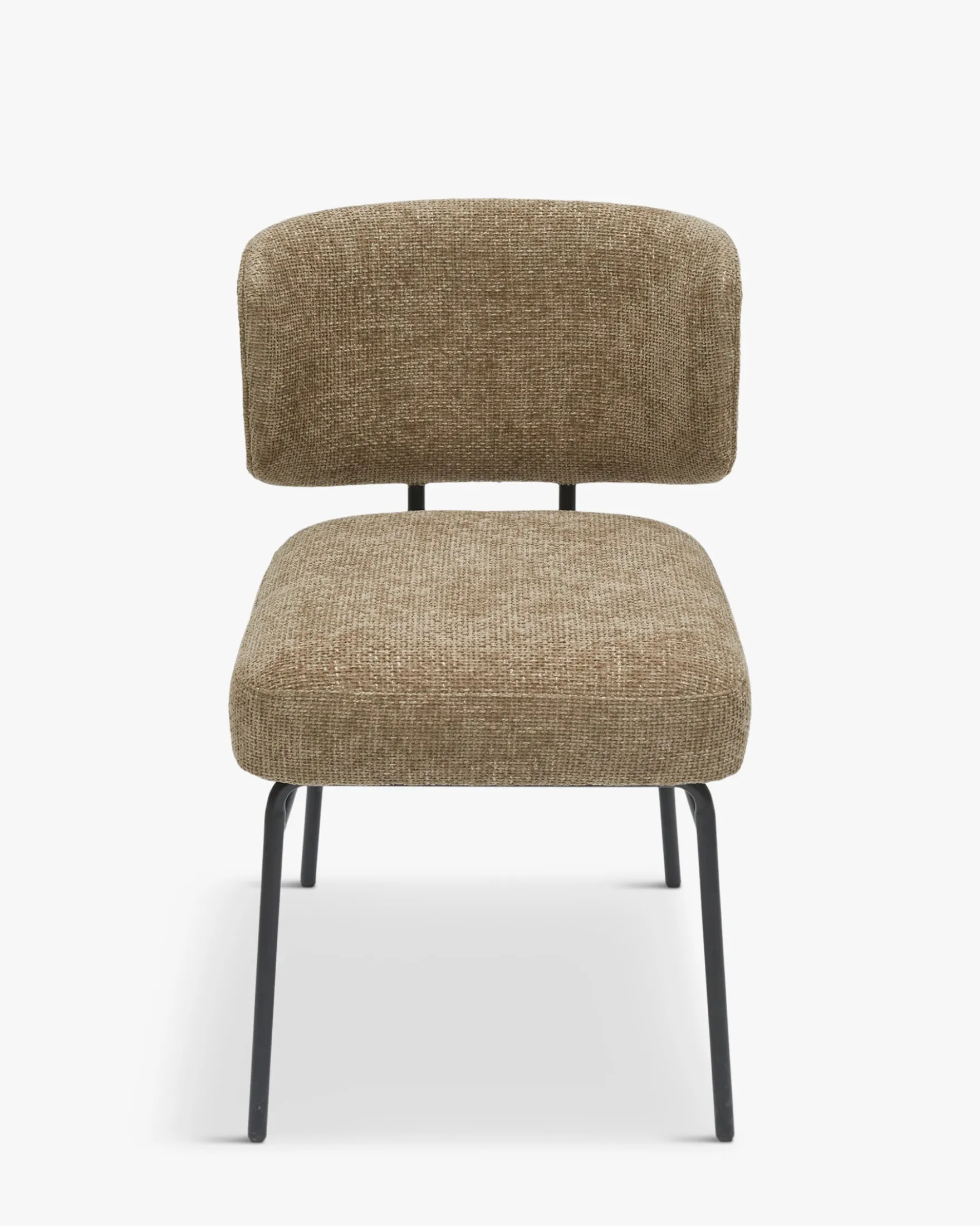 Ensemble de 6 chaises, Tweed taupe & métal noir Abby