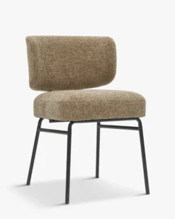 Ensemble de 6 chaises, Tweed taupe & métal noir Abby