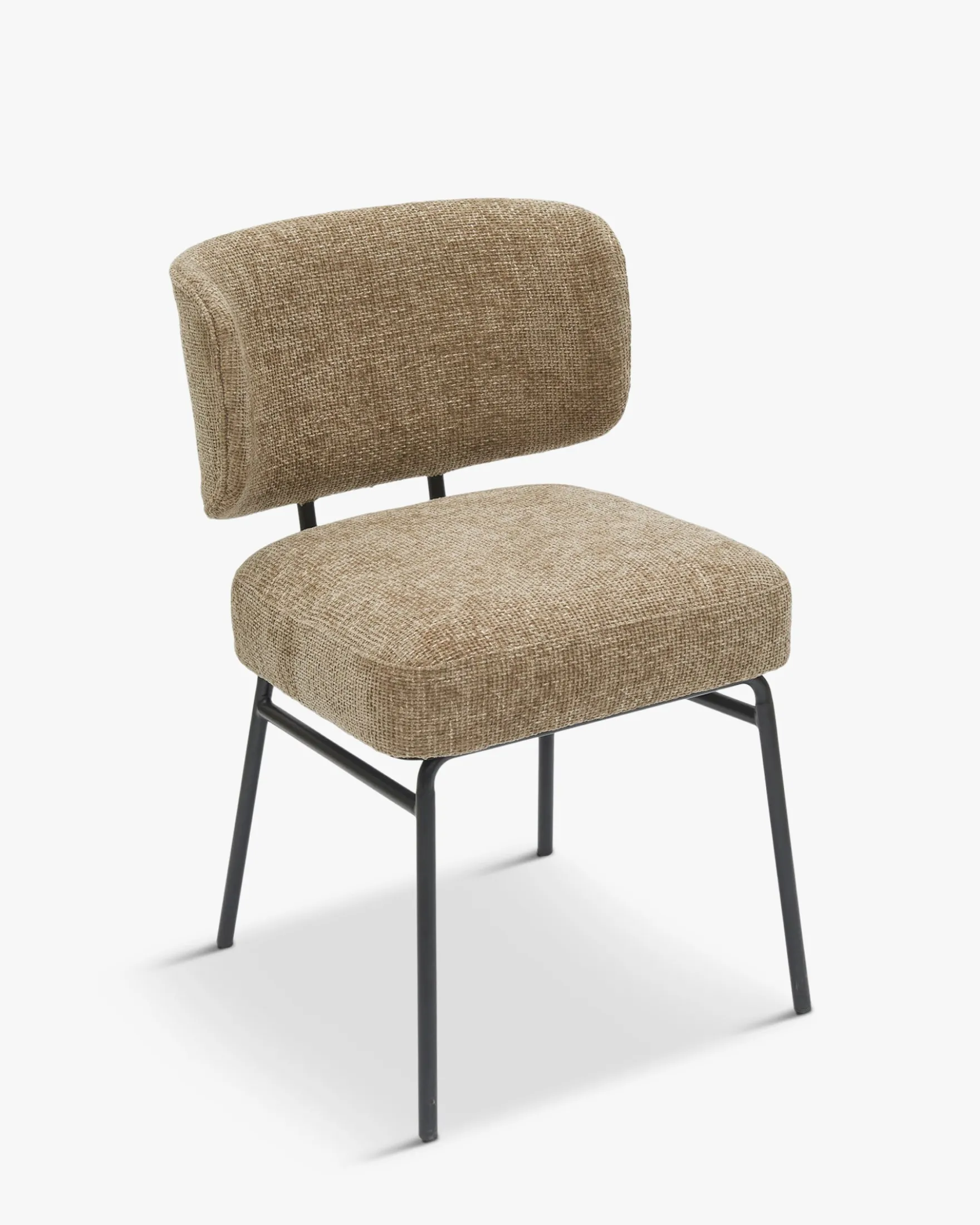 Ensemble de 6 chaises, Tweed taupe & métal noir Abby