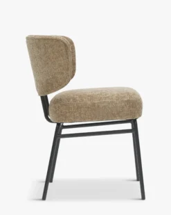 Ensemble de 6 chaises, Tweed taupe & métal noir Abby
