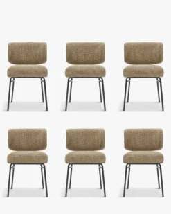 Ensemble de 6 chaises, Tweed taupe & métal noir Abby